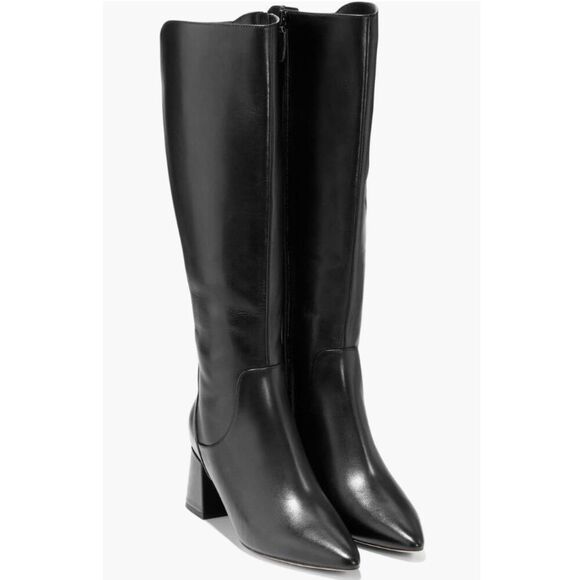 New Cole Haan Clarice Knee High Tall Boot With Extended Calf Sz 9 Black Leather - Picture 3 of 6
